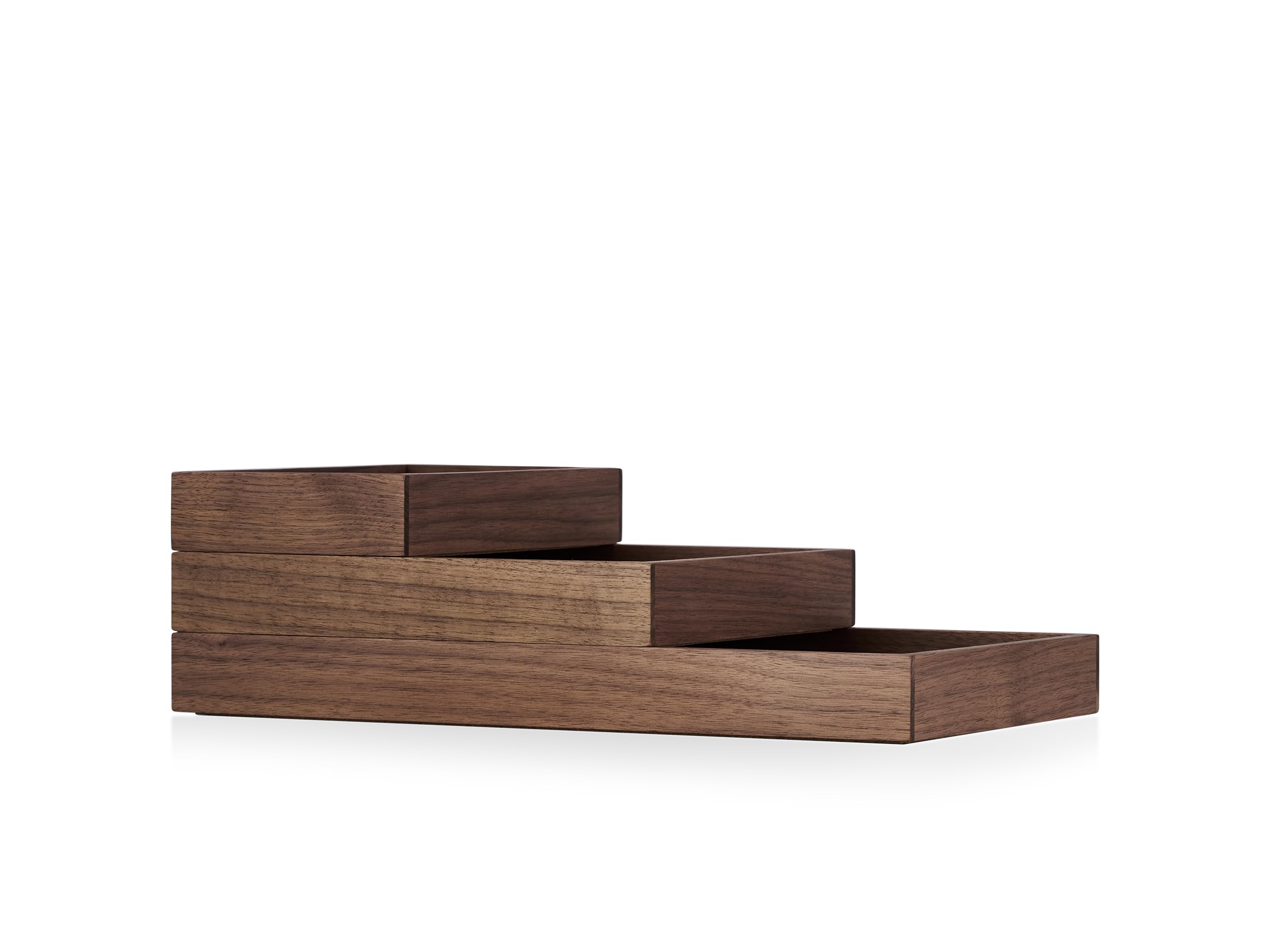 OAKYWOOD - Set di Vaschette in Legno Massiccio per Documenti, Telefoni e Tablet - Perfetto per l'Ufficio, la Casa o la Scuola - Noce