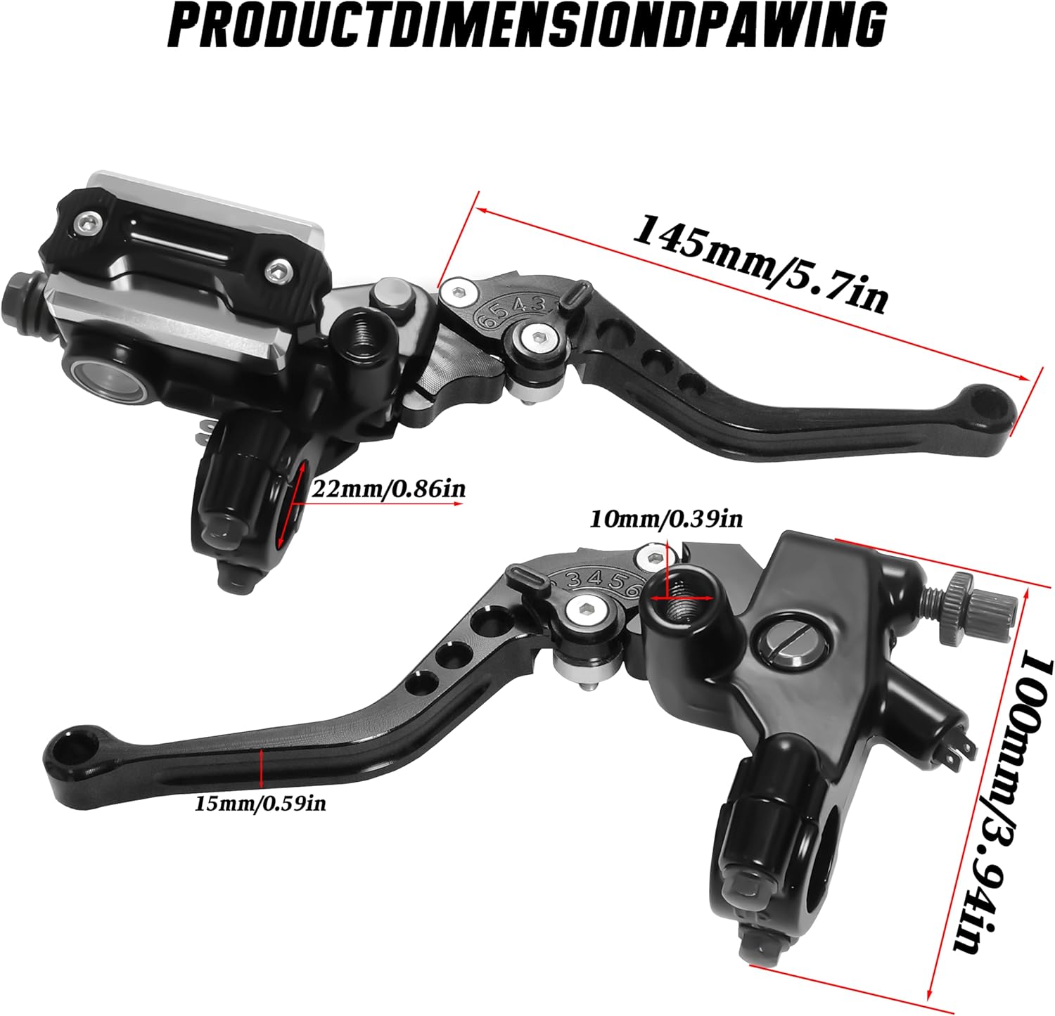 7/8" 22mm Motorcycle Brake Lever Handlebar Master Cylinder Clutch Levers Left & Right Set + Hand Grips + Handlebar Ends Set for Harley Honda Kawasaki Suzuki Yamaha (Black)