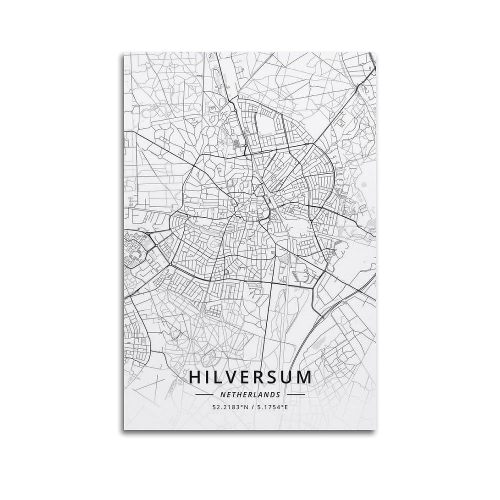 Cmhonly Unframe-Style City Poster Hilversum Minimal - Line Map Poster Modern Wall Art Canvas Aesthetic Decoration Painting 20X30inch(50X75cm)