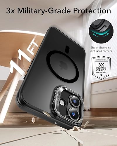 Vista 339 de ESR - Funda para iPhone 15 compatible con MagSafe, funda protectora de grado militar con soporte integrado, cubierta trasera resistente a