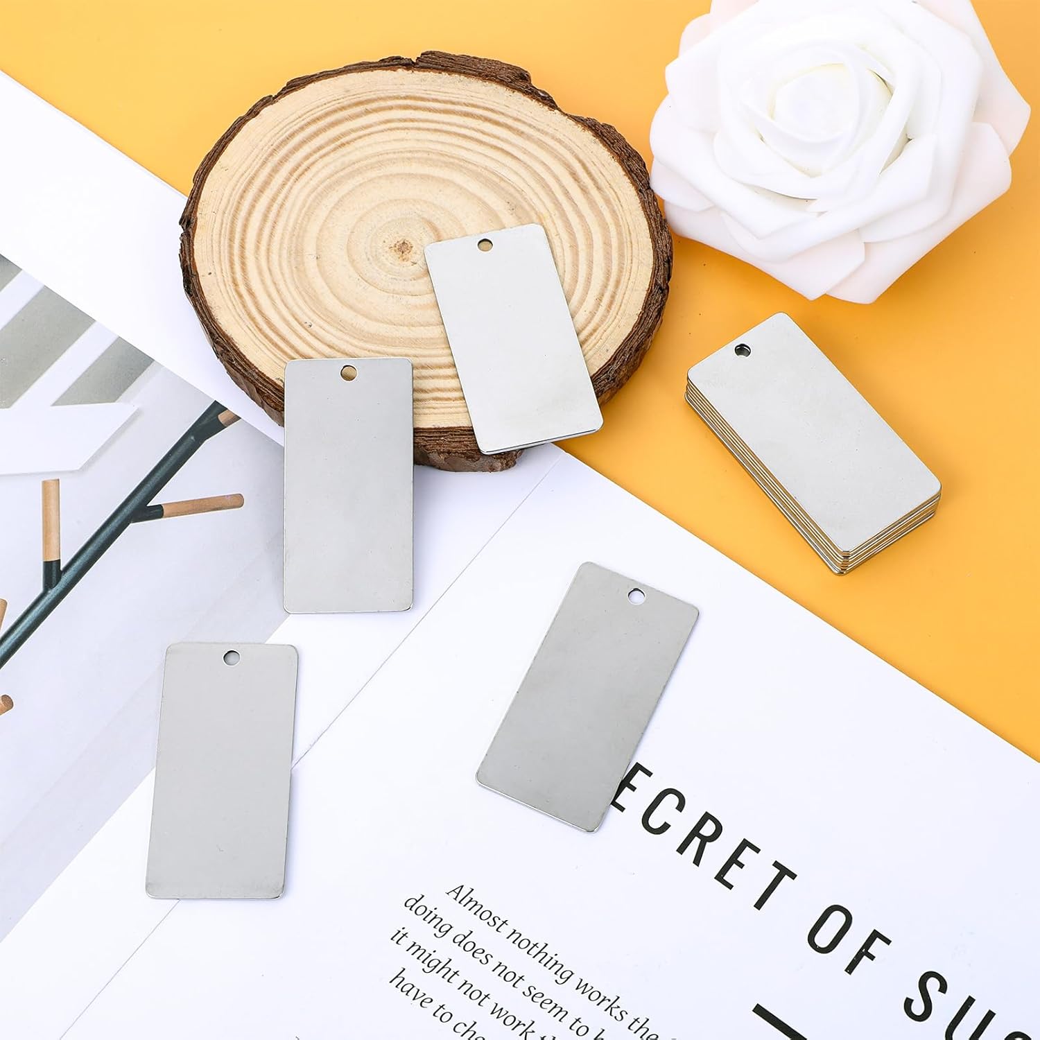 50 Pack Metal Engraving Blanks Stainless Steel Rectangle Blank Tags Metal Stamping Blanks Metal Tags, 1 Inch x 2 Inch - Image 7