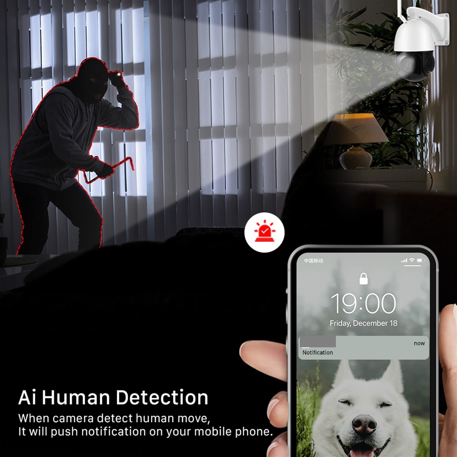 Kamera bezpieczeństwa, 30-krotny zoom optyczny 5MP kamera PTZ IP Outdoor Ai Human Detect dwukierunkowy dźwięk bezprzewodowy nadzór 100M IR Night Vision