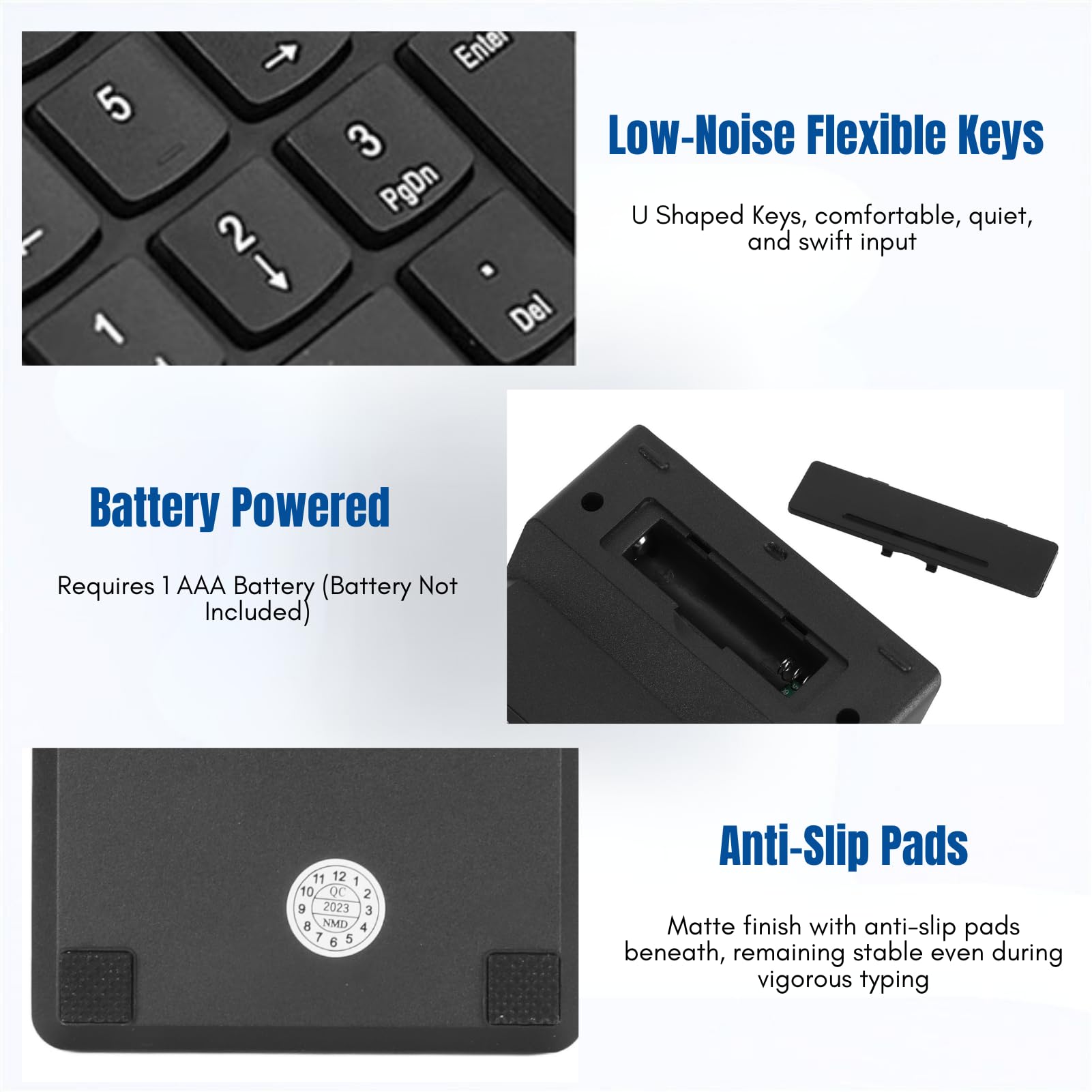 Bluetooth 4.0 NUMPad bezprzewodowy blok numeryczny ​Ergonomiczny blok numeryczny z 18 przyciskami, zasięg połączenia 10 m, do laptopa PC