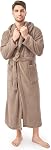 DAVID ARCHY Mens Bathrobes with Hood Microfiber Fleece Warm and High Absorbent Towel Robe for Men