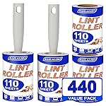 Lint Rollers for Pet Hair Extra Sticky, 440 Sheets Mega Value Set for Clothes, with 2 Handles 4 Refills, Lint Remover for Dog, Cat, Furniture, Carpet