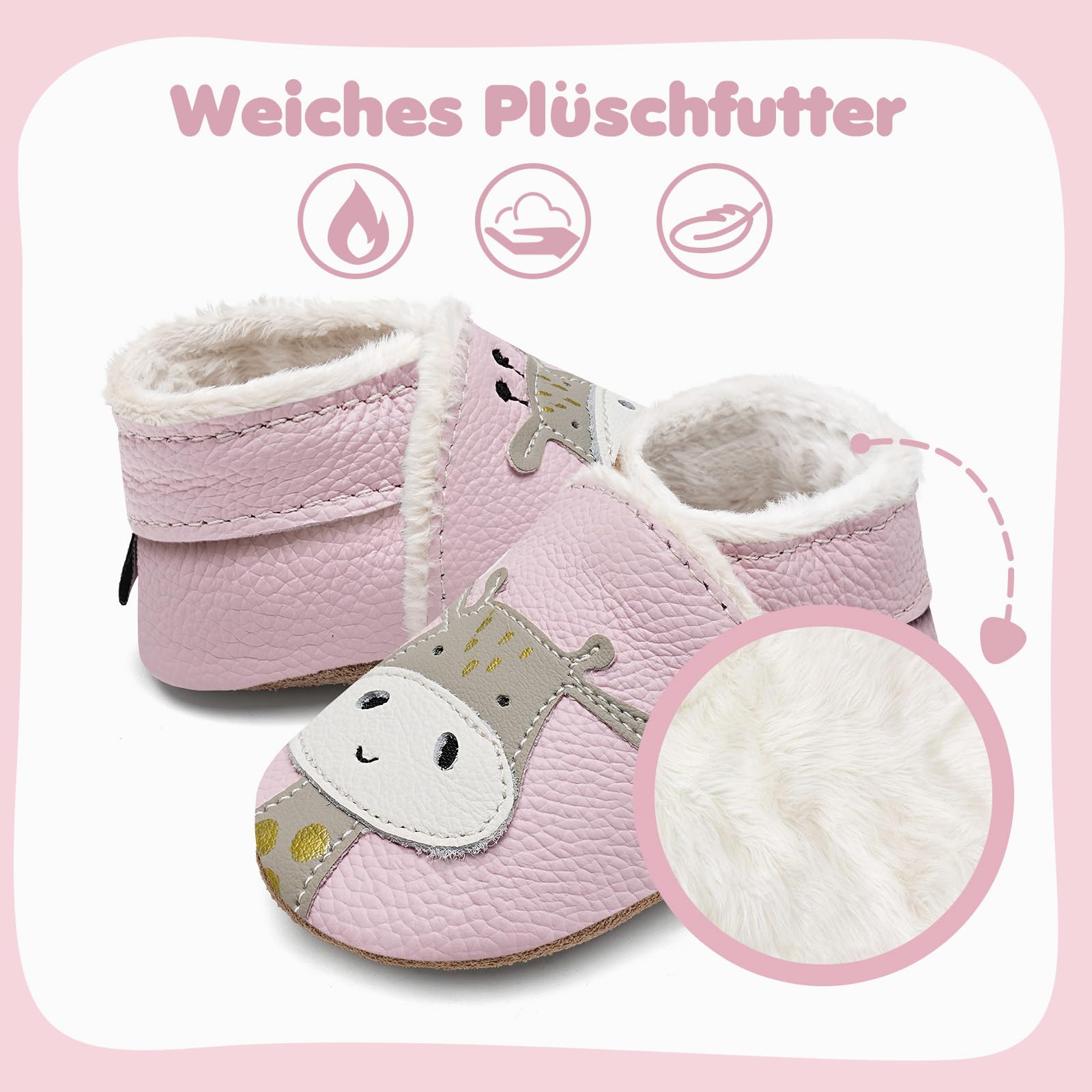 Scarpe Primi Passi Bimba Bimbo Invernali Scarpine Primi Passi Bambina Scarpine in Pelle Bambino Calda Fodera Pantofole Bambini