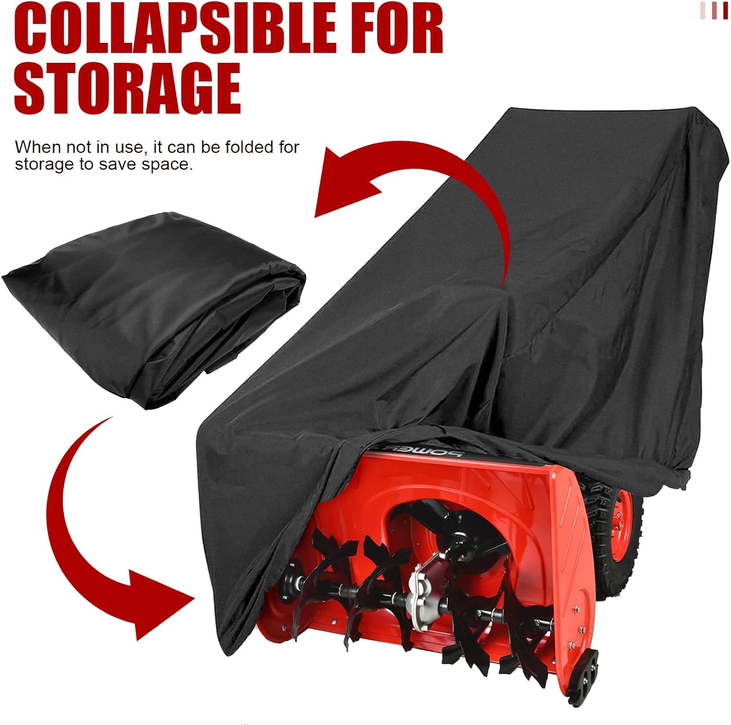 review Quekehis Snow Blower Cover with Drawstring Waterproof Heavy Duty 420D Snow Thrower Cover for Most Electric Two Stage Snow Blowers 47x40x32Inch Black