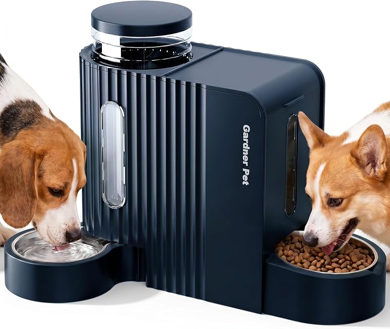 Comedouro Automático por Gravidade para Gatos com Bebedouro 2 em 1 e Tigelas de Aço Inoxidável Gardner Pet HK14