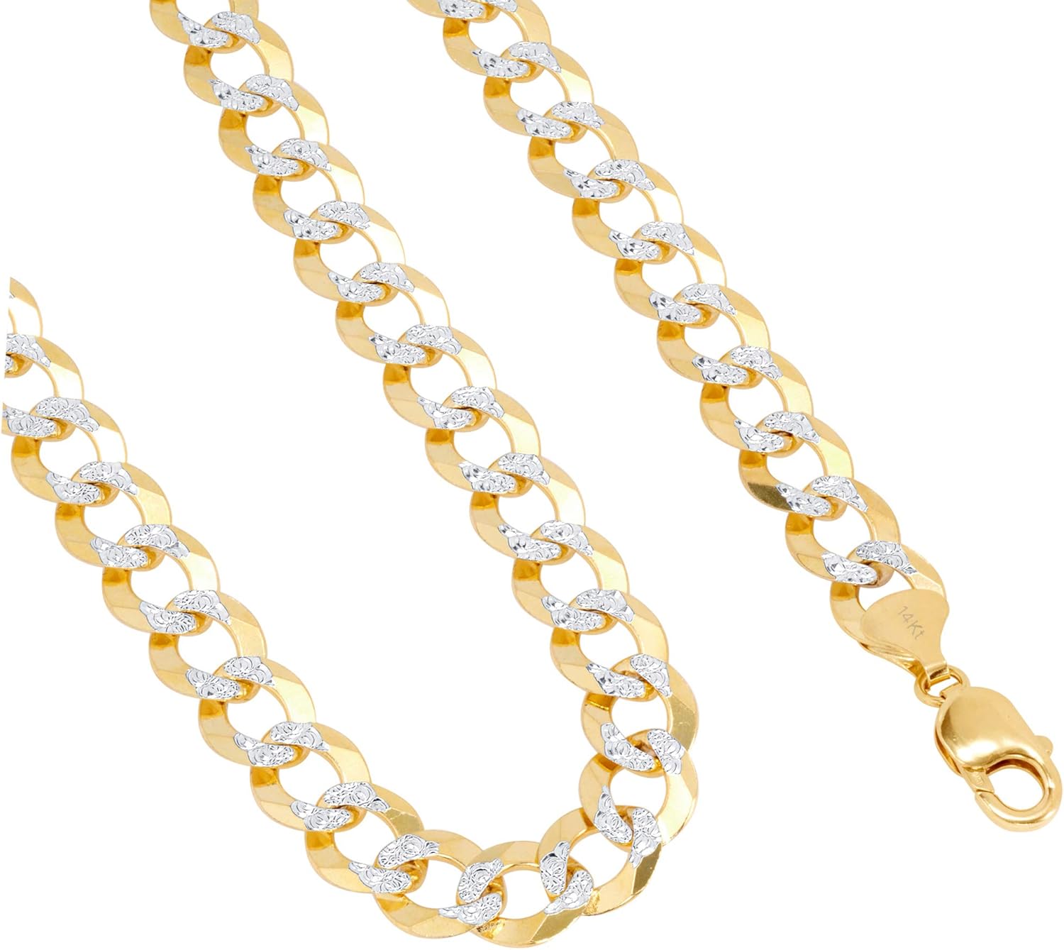 Nuragold 14k Real Yellow Gold Solid Cuban Curb Link 12.5mm Diamond Cut Pave Chain Bracelet (8"-9") Two Tone Italian Jewelry for Men - Image 7