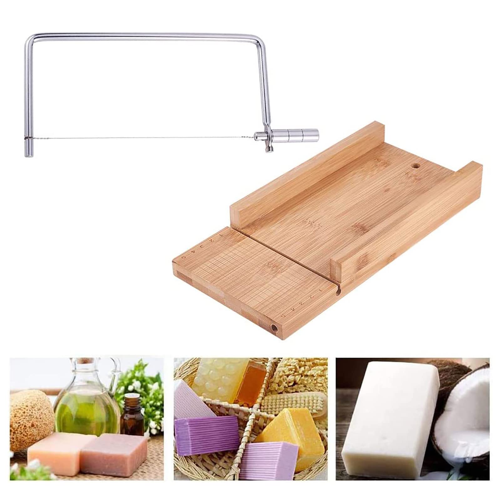 3 Pcs 1200ml caja de seguridad, inodoro y selección multicolor hecha a mano molde de jabón de silicona rectángulo con caja de madera y la máquina de rodajas ondulpara el hogar