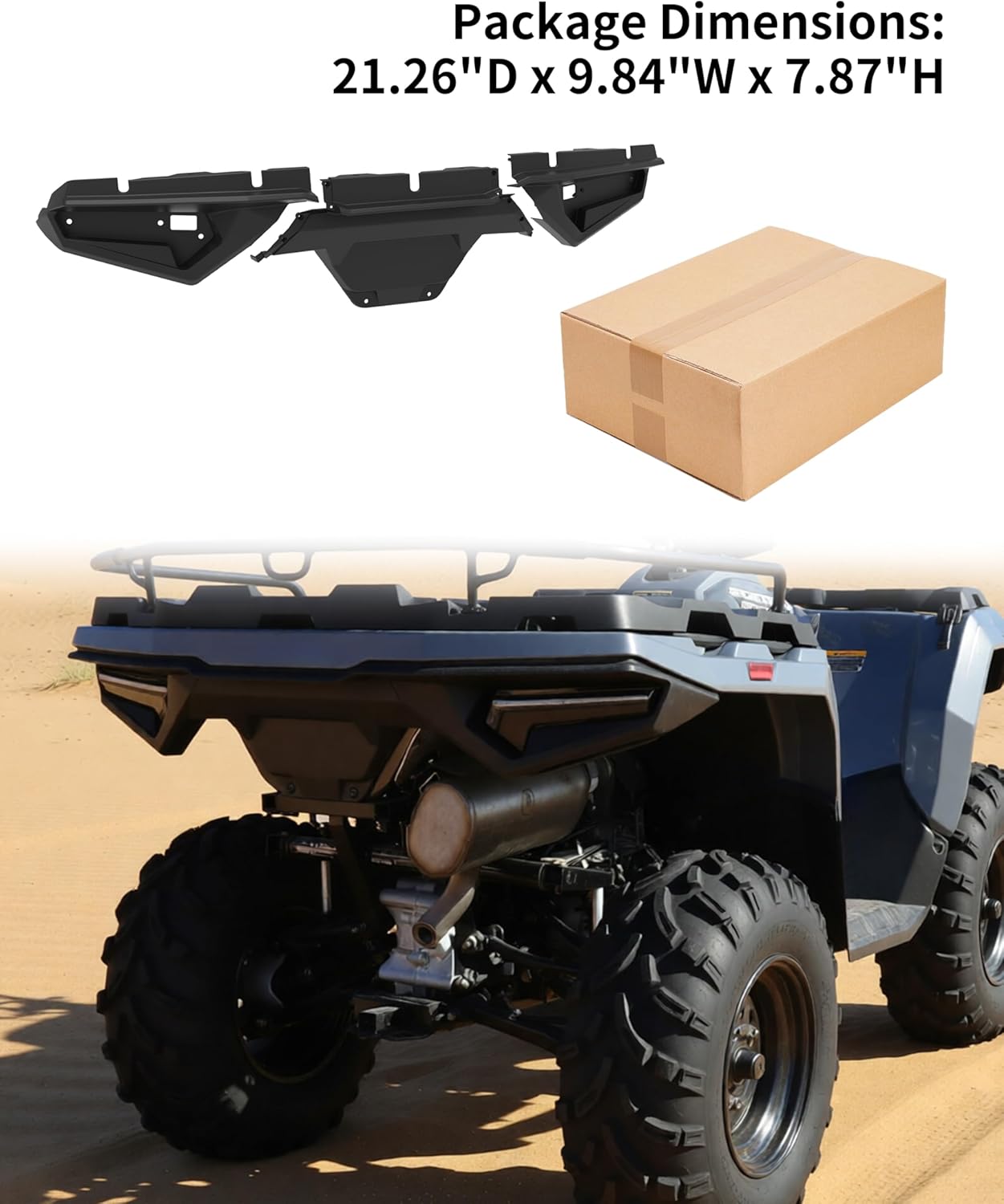 Rear Plastic Bumper Guard for Polaris Sportsman 570 450 Touring 2021-2025 Accessories, Black Combined Rear Lip, Replace OEM# 5458421-070