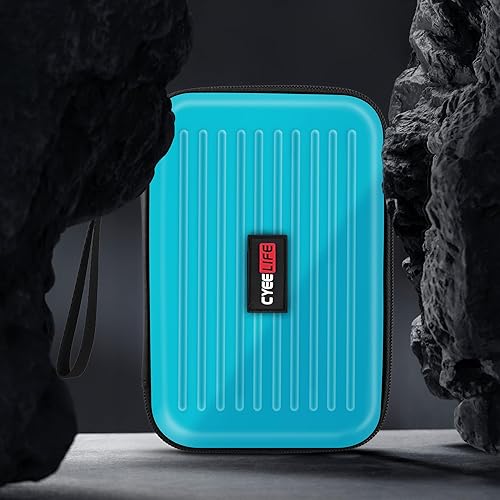 Miniatura 2 de CyeeLife Estuche de transporte de dardos PU para 6 piezas de acero y juego de dardos suaves, negroazulverderojo