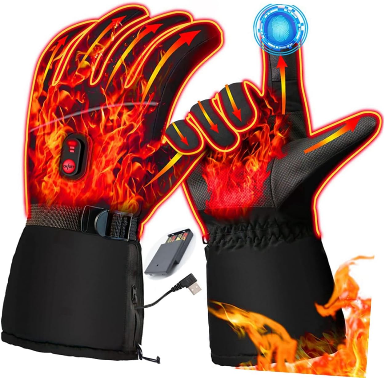 Electric Heated Ski Gloves Waterproof Rechargeable Thermal Mitts for Men Outdoor Winter Sports Snowboarding and Skiing