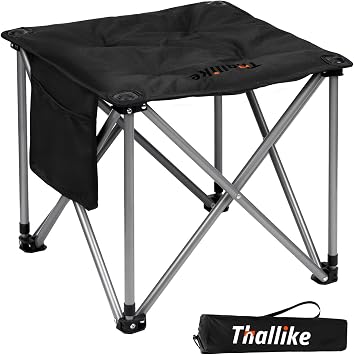 Upgraded Padded Camping Stool with Storage Bag 18 Inch Oversized Folding Foot Rest Portable Heavy Duty Camp Stool Supports 450LBS with 4 Reinforced Steel Tubes for Outdoor Hiking Fishing Lawn Travel