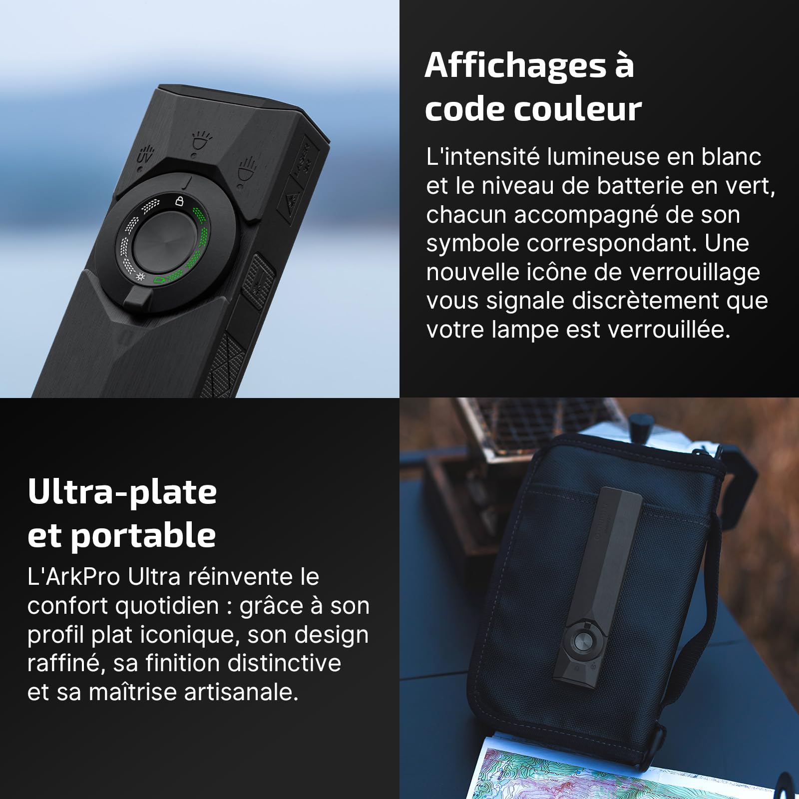 OLIGHT ArkPro Ultra EDC Torche Plate avec Lumière Verte, UV et Blanche, 1700 LM, Portable, Lampe Rechargeable avec Faisceaux Spot et Flood Adaptée au Travail et à L'Éclairage Quotidien