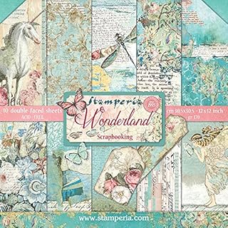 STAMPERIA Paper Pad 10 Sheets Double-Sided Wonderland Paper, Multi-Colour, 30.5 x 30.5 (12" x 12")