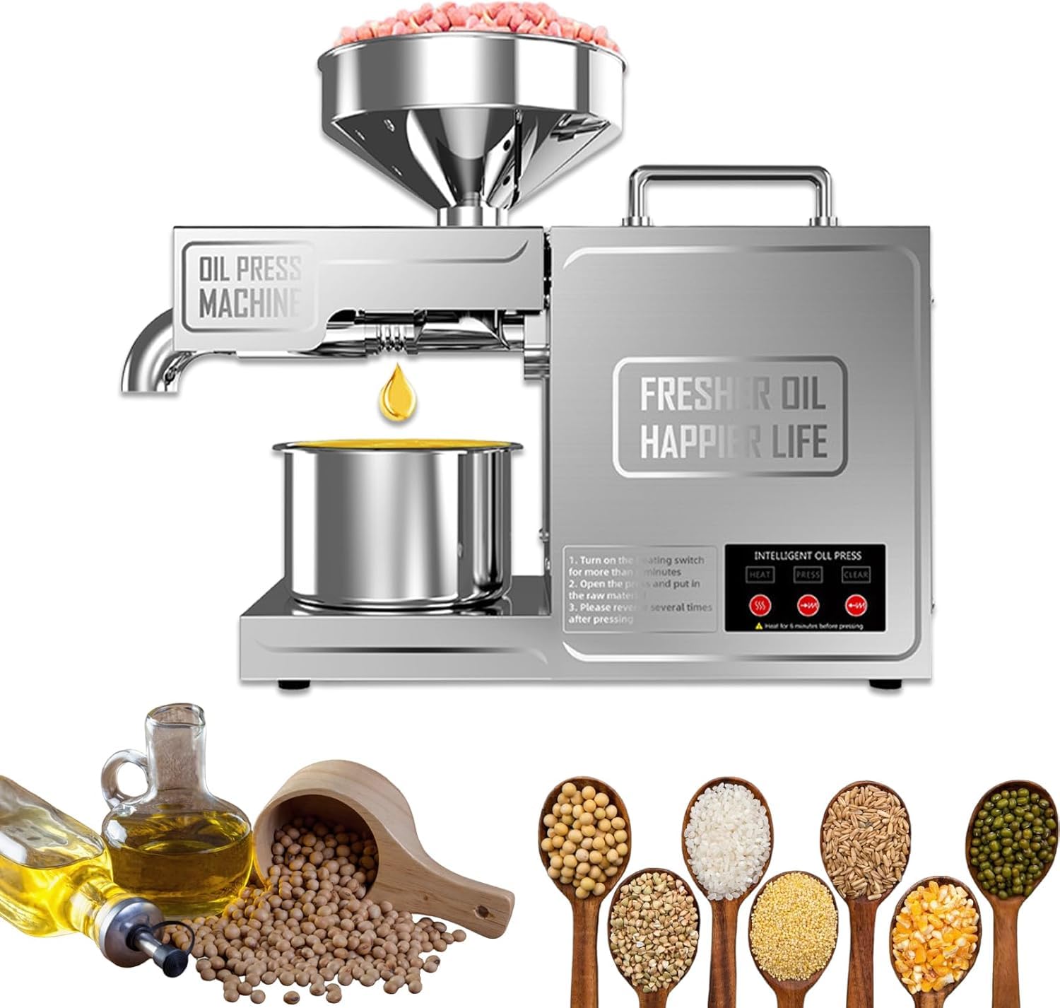 Machine à huile automatique en acier inoxydable avec moteur robuste de 800 W