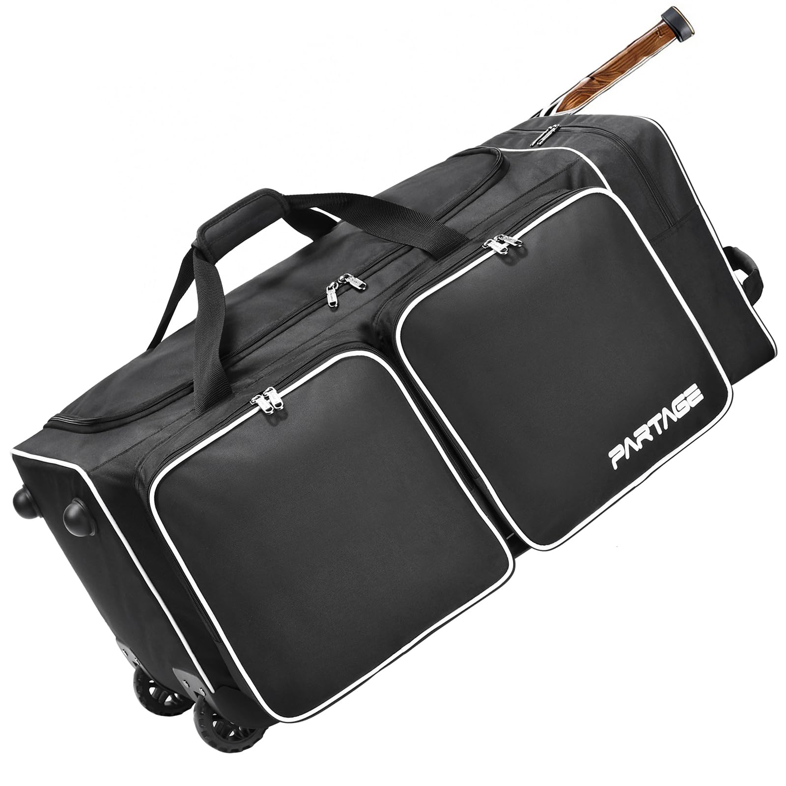 Photo 1 of Partage Hockey Bag with Wheels, 33" Hockey Duffle Bag with Separate Shoe Compartment (Black)