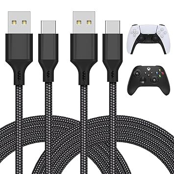 Charging Cable for Playstation 5 Controller, Fast Charging USB Type C Charger Cord Campatible with PS5 Dual Sense, Xbox Series X/Series S Controllers, Nintendo Swith and Switch Lite-9.8 FT 2 Pack