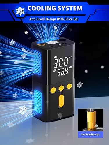 Miniatura 5 de Inflador de neumáticos portátil para automóvil de 150 PSI, bomba de neumáticos de automóvil 4 veces más rápida con manómetro, pantalla digital doble