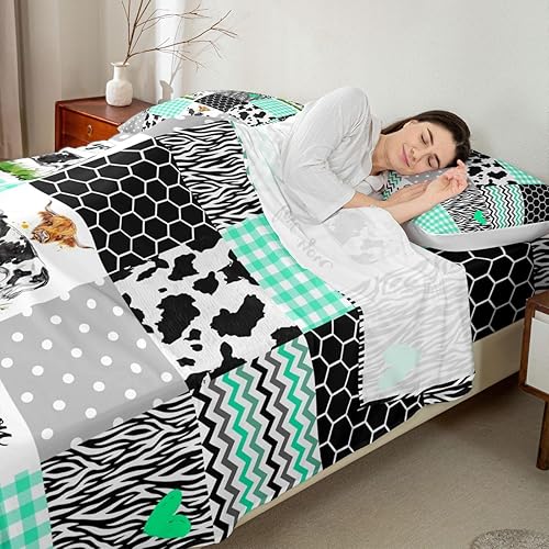 Vista 112 de Juego de sábanas de pavo real tamaño Queen, juego de ropa de cama de plumas de pavo real para niños, niñas, niños y adolescentes, juego de sábanas