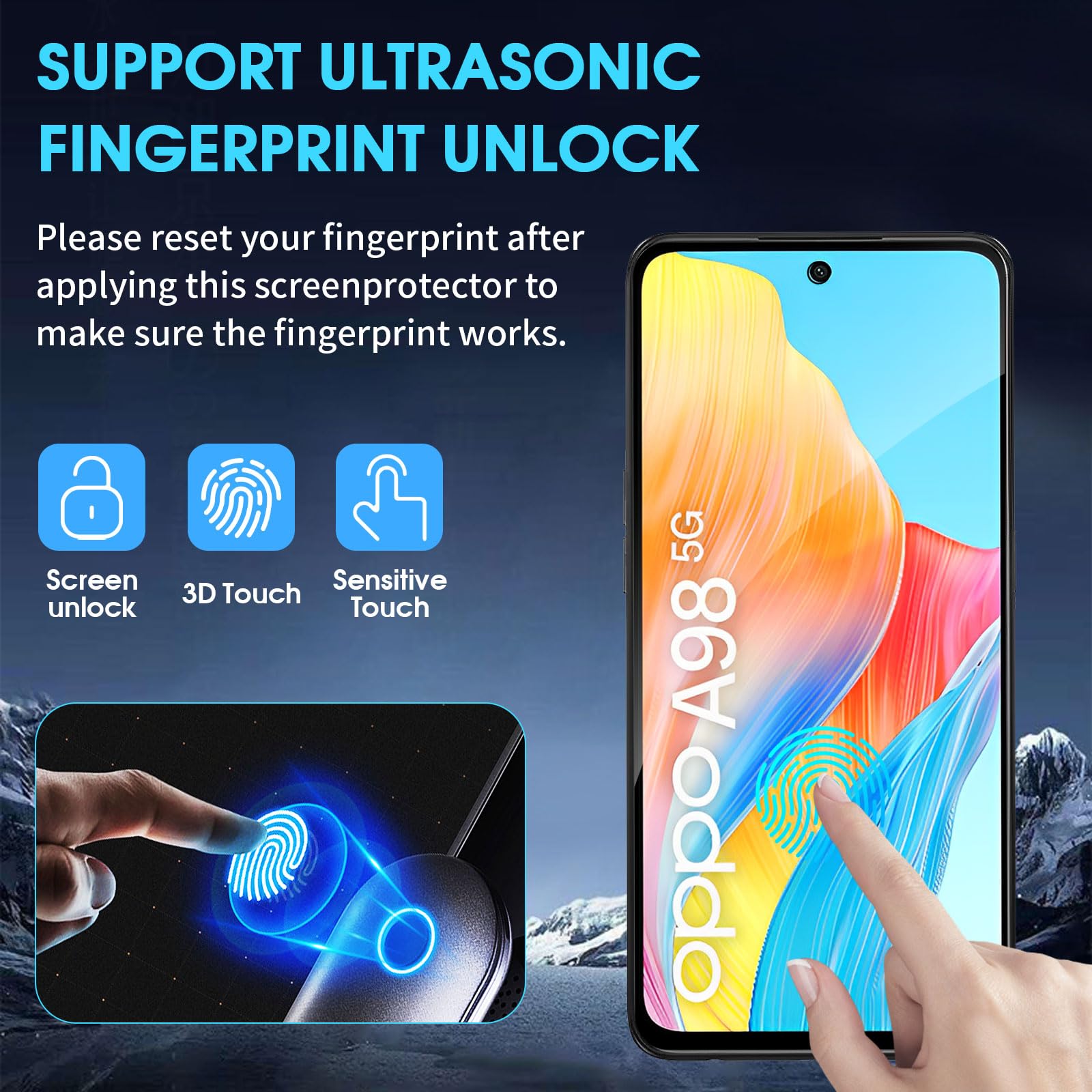 GEJEFA Vetro Temperato per Oppo A98 5G, 3 Pezzi 9H Durezza Pellicola Protettiva per Oppo A98 5G [AntiGraffio][Sensibilità al Tocco][Anti-Impronta