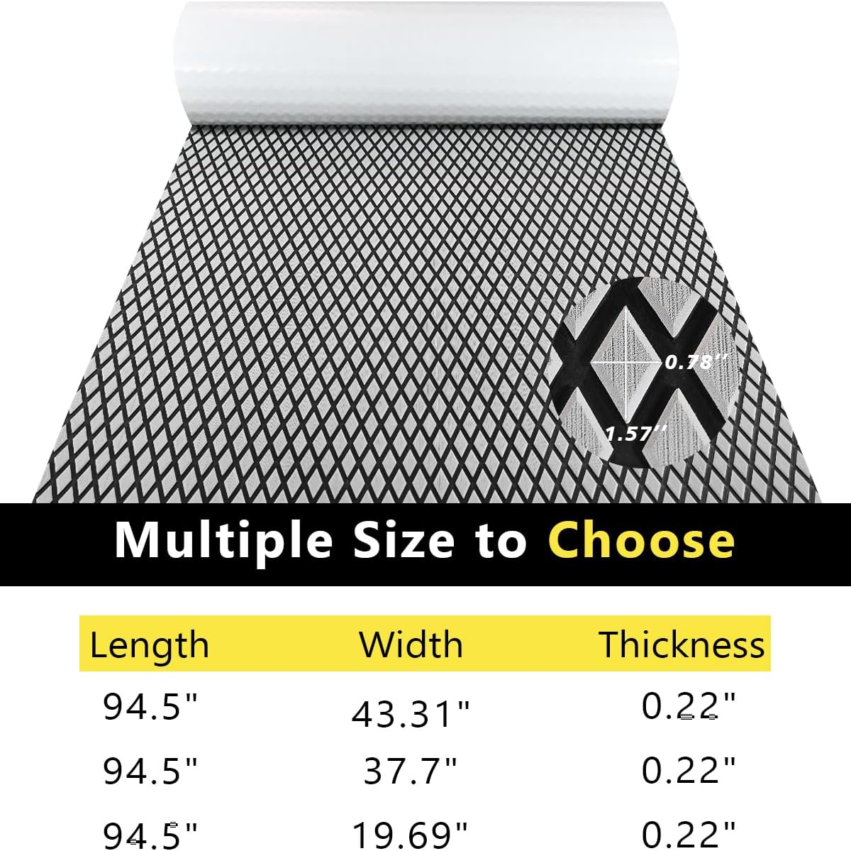 EVA Foam Boat Flooring with Strong Adhesive Backing Marine mats Boat Decking 94.5"X43.31" for Kayak Swim Platform RV Floor etc