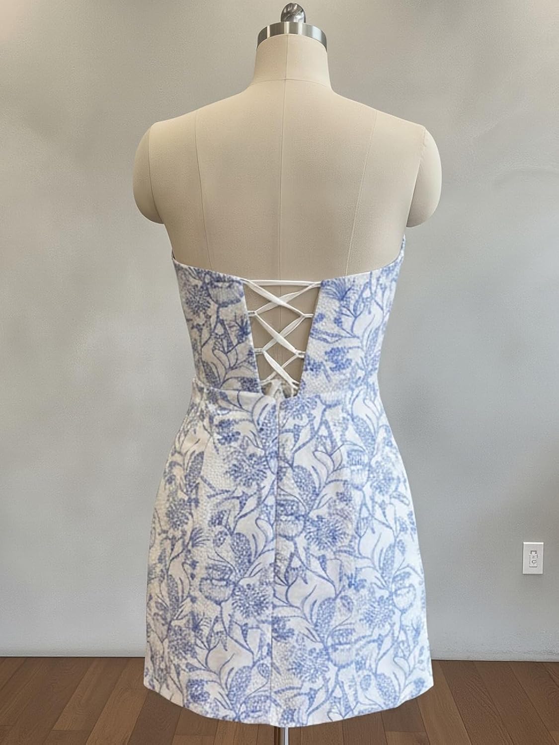 Strapless Homecoming Dresses for Teens Floral Print Short Formal Dress Mini Bodycon Cocktail Party Gowns - Image 6