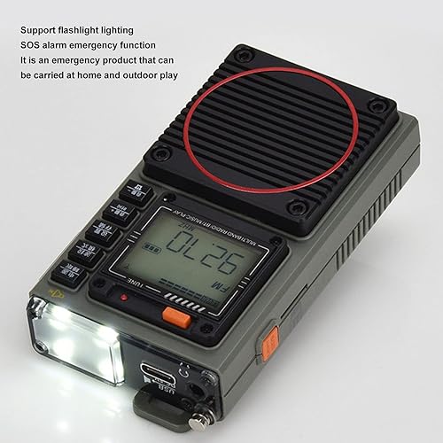 Miniatura 6 de Radio portátil, FM VHF AM SW WB receptor de radio de banda completa con linterna, alarma SOS, bolsillo Bluetooth música reproductor MP3 compatible
