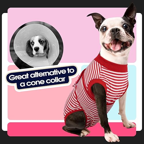 Miniatura 80 de Fuamey Traje de recuperación para perros, esterilización, protege la piel, antilamidos, heridas abdominales, mameluco para hembra, macho, cachorro