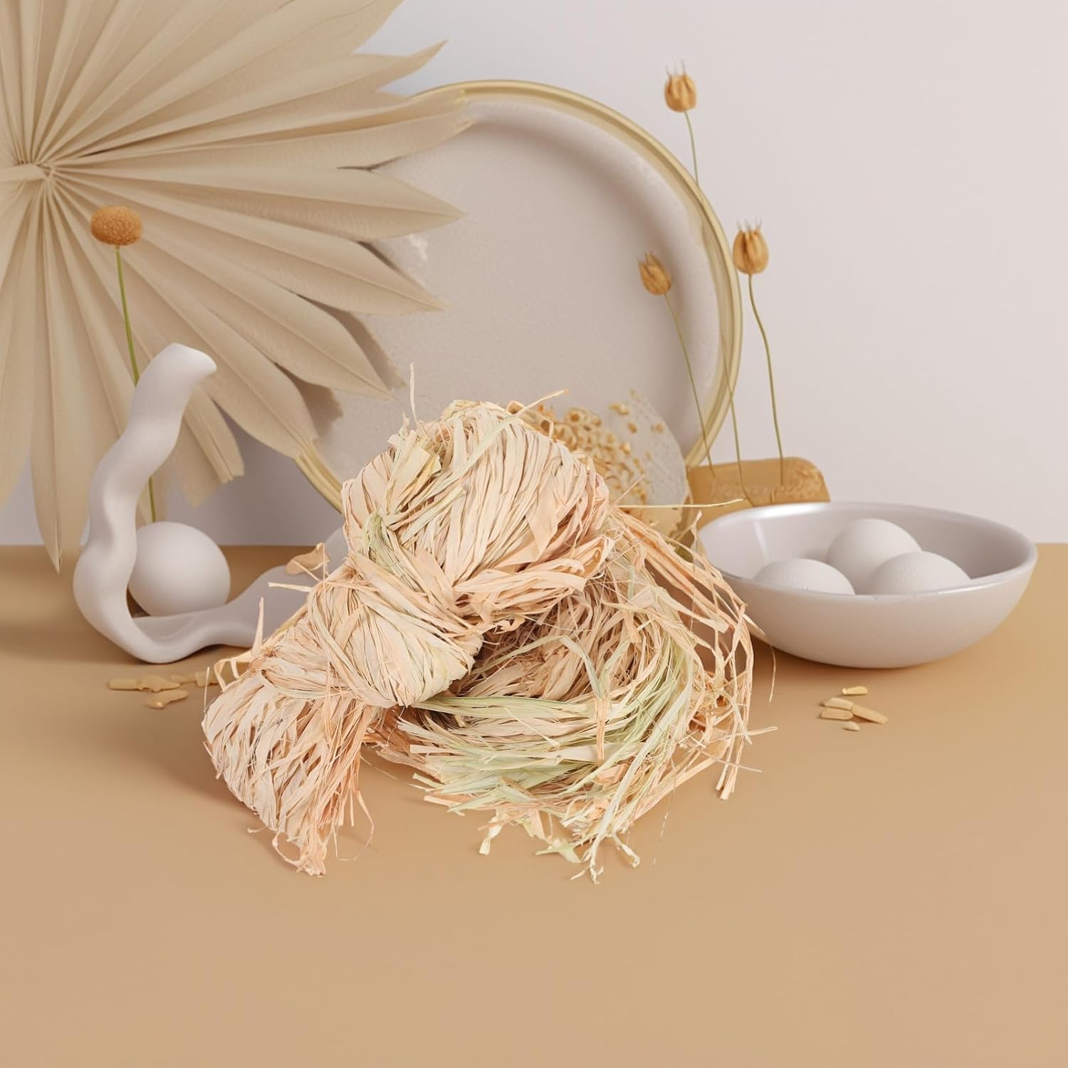 2 Bundles Natural Raffia Ribbon Paper for Crafts Xmas Halloween