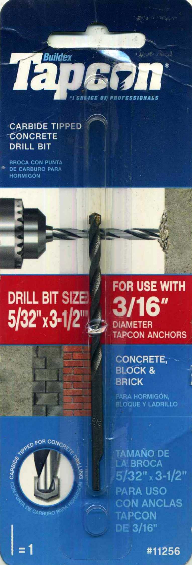 ITW BRANDS 11256 5/32x3-1/2-Inch Concrete Drill Bit