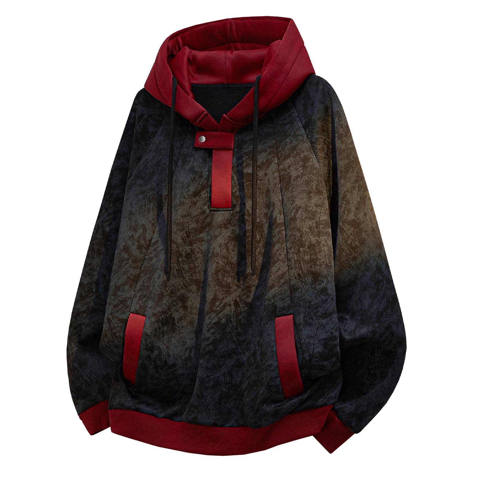 GURUNVANI Sweat à capuche vintage unisexe avec bloc de couleurs, coupe ample, pull tie dye