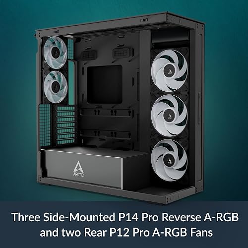 ARCTIC Xtender (Black) - PC Case, Tempered Panorama Glass, 2 x 420 mm Radiator Support, Full Tower, Big Tower, E-ATX, 5x A-RGB Fans pre-mounted - Black - 7