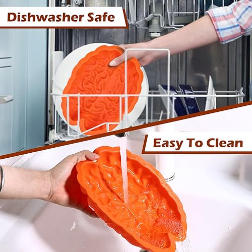 Miniatura 3 de Webake Molde de gelatina de cerebro de silicona para pastel de gelatina de cerebro de 9 pulgadas, molde de chocolate para cerebro rompible para