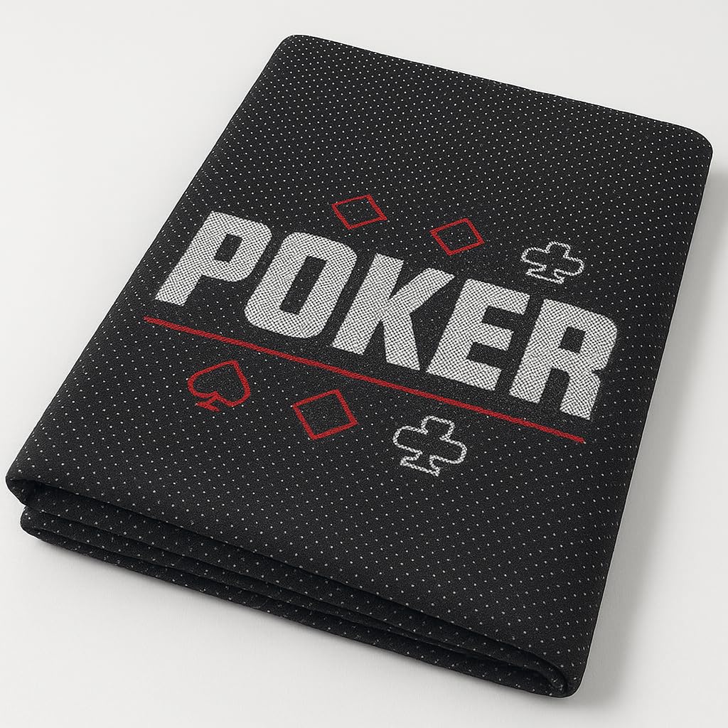 Panno da Poker Texas Hold'em, quadrato 125x125 cm, colore Nero, per 2-4 Giocatori