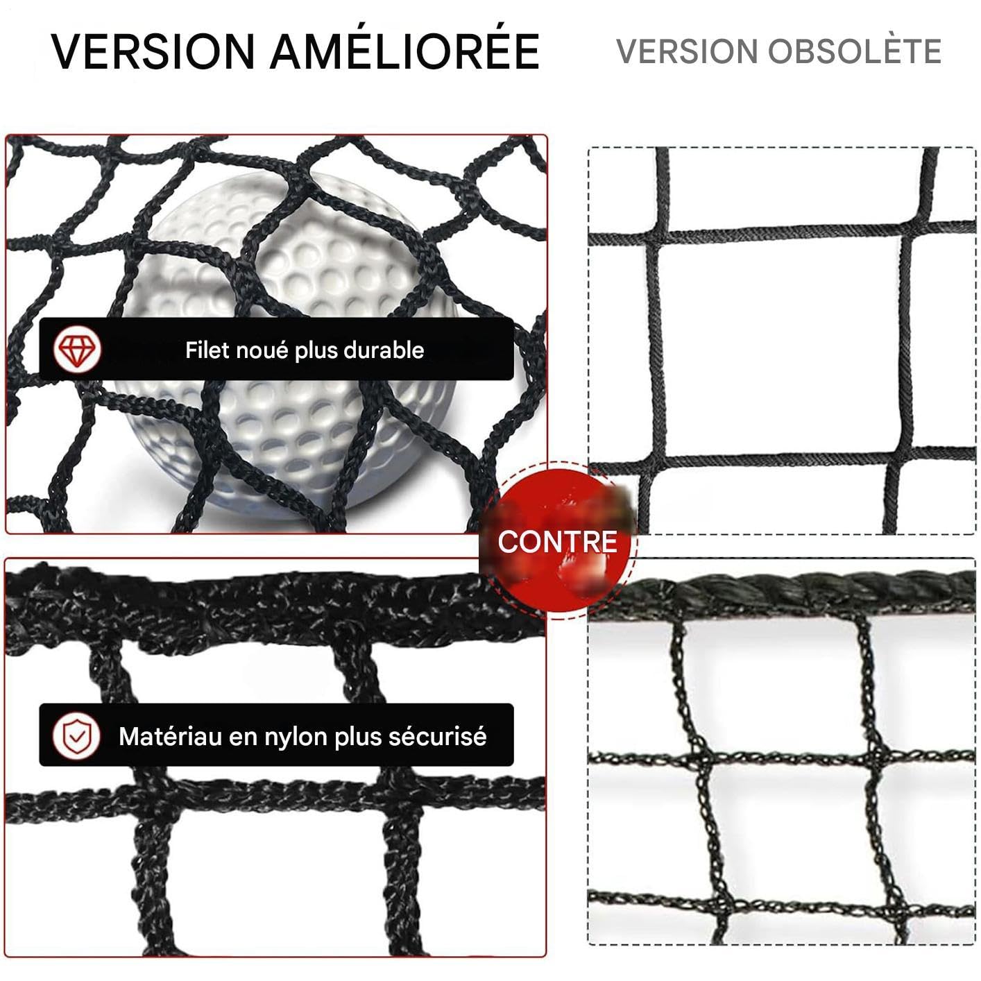 Filet De Golf en Plein Air, 3 X 3 M, Portable, en Polyester, pour Entraînement De Golf, Matériels D’Entraînement pour Baseball Hockey Football, Filet De Intérieur, Conduite pour Baseball, Hockey