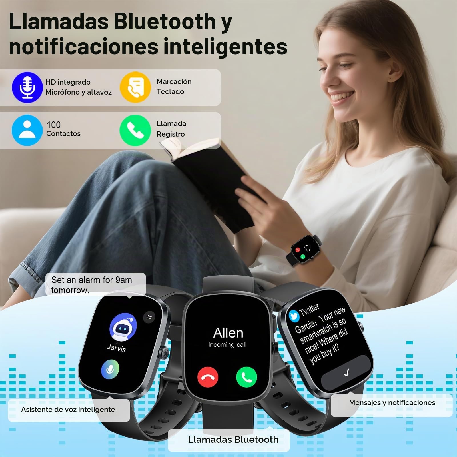 IA Reloj Inteligente Hombre Mujer, IA Interactiva Smartwatch con Llamadas Bluetooth, 110+ Modos Deportivos Smart Watch con ChatGPT Salud IA, Pulsómetro/Monitor de Sueño, IP68 Impermeable