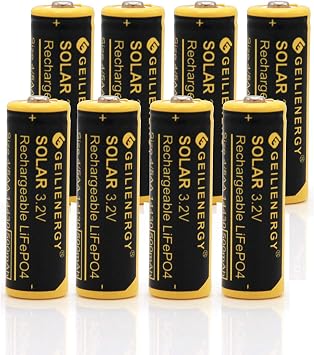 14430 Battery, 3.2V 500mAh LiFePo4 Lithium Rechargeable Solar Batteries 4/5 AA NOT AA Size Replacement for Outdoor Solar Lights 8 Pack