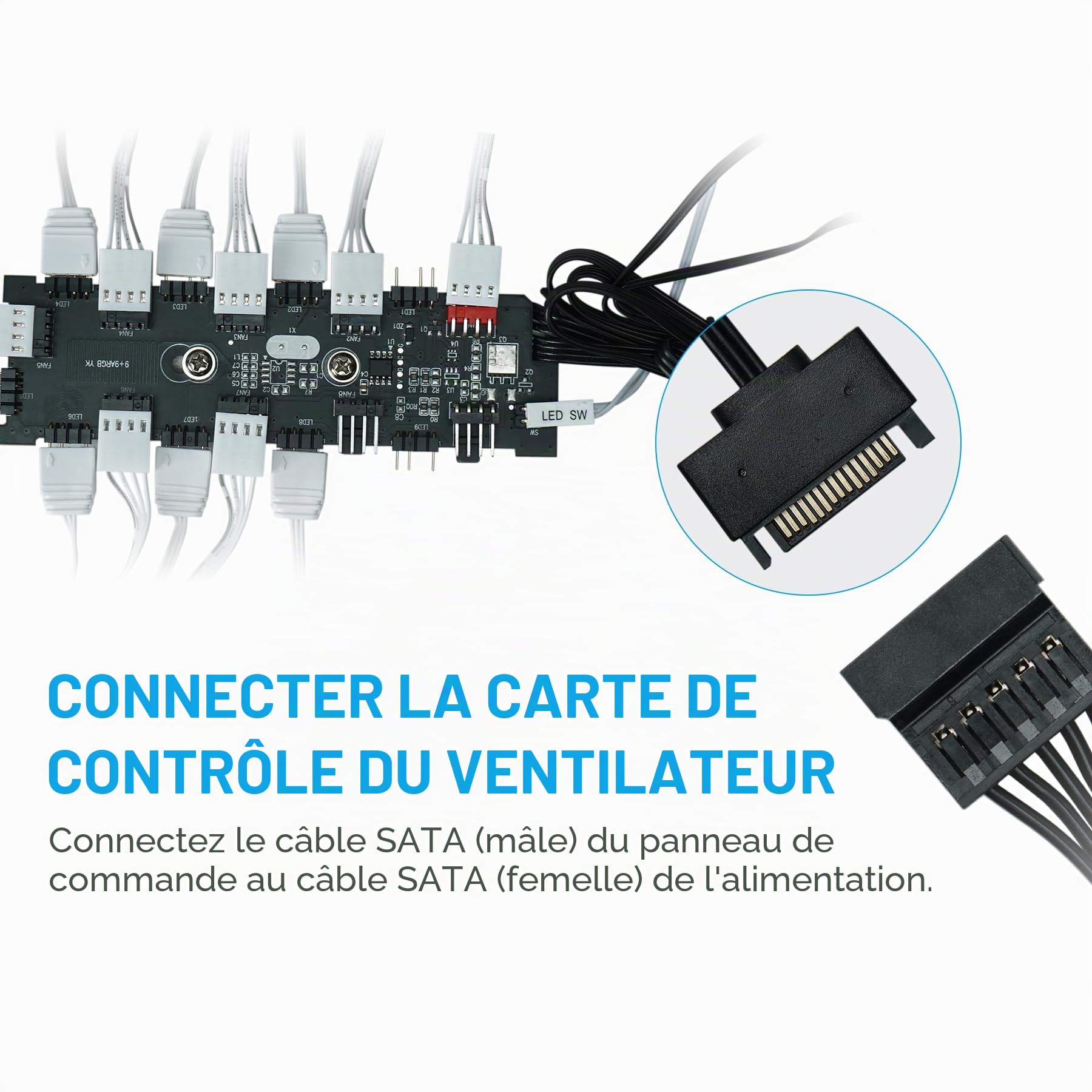 Boîtier SAMA V60 ATX, Verre Incurvé, 7 Vent. ARGB, USB-C, Noir