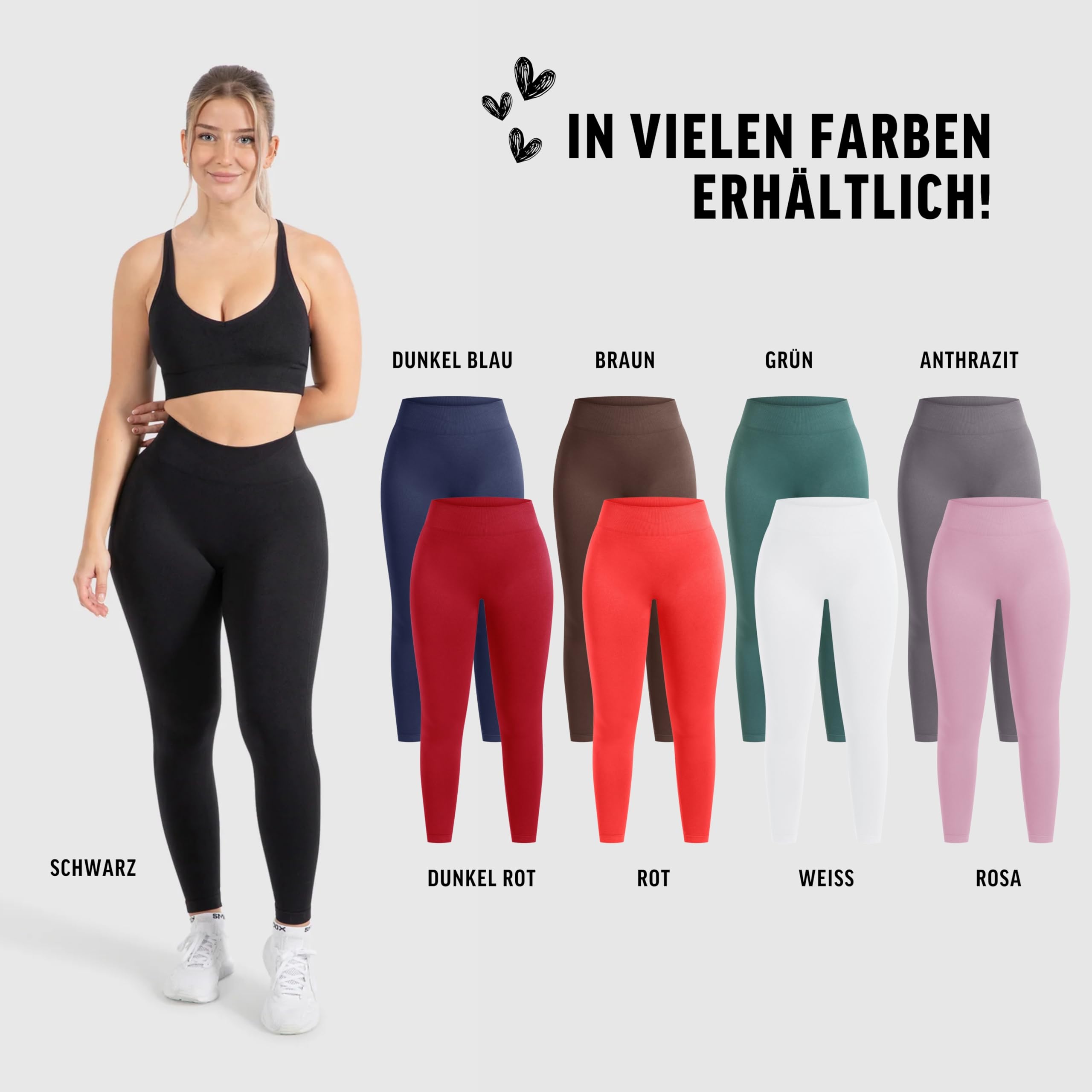 SMILODOX Leggings Damen Booty Scrunch Cetrina, High Waist Seamless Sporthose, Push-up Booty Leggins Blickdicht, Yogahose Damen für Sport Yoga Fitness Gym Workout