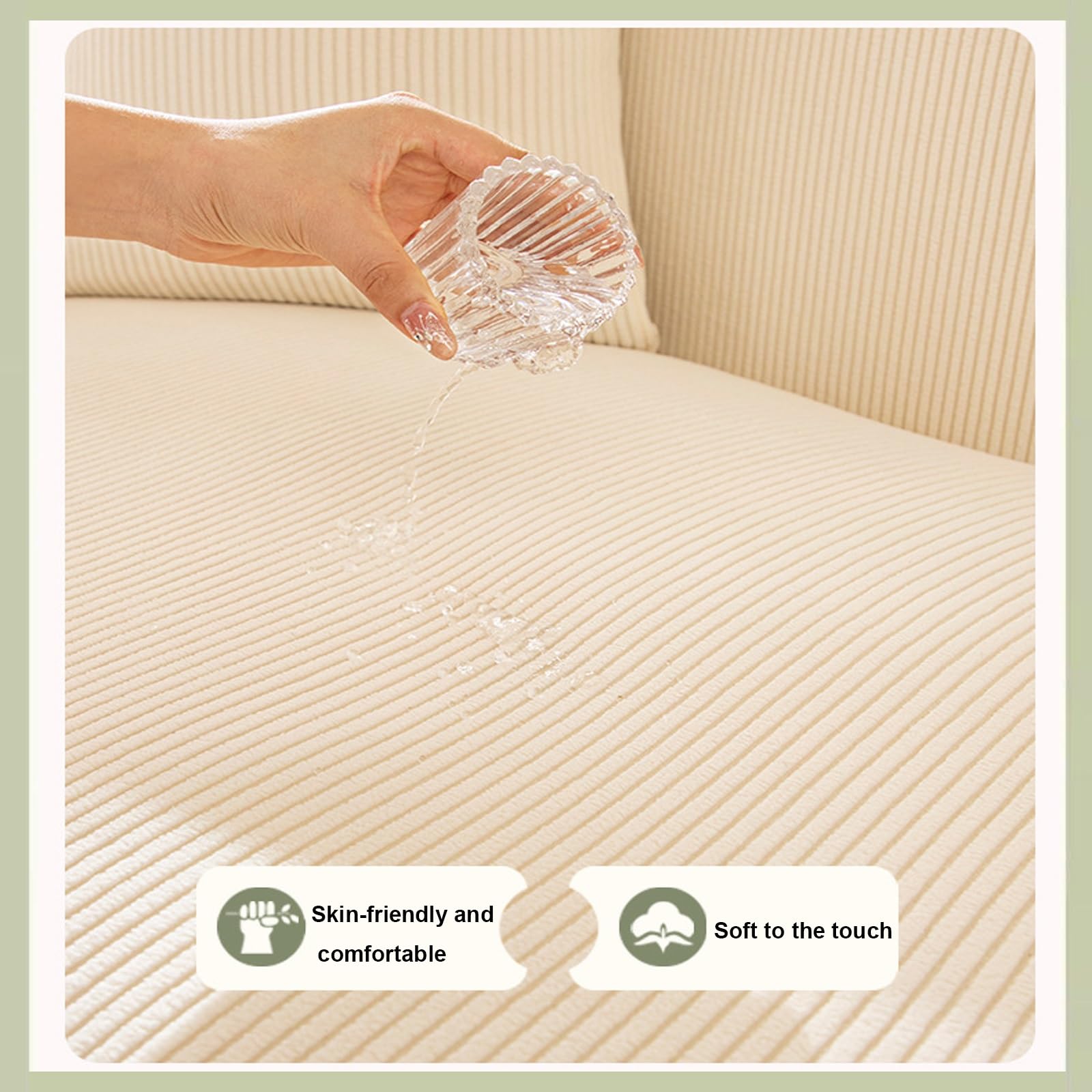 Wasserdichter Stretch-Sofabezug, rutschfester Cord-Möbelschutz für Wohnzimmer, Hunde- und Katzenfreundlich (dunkelgrau, passend für 235 - 300 cm)