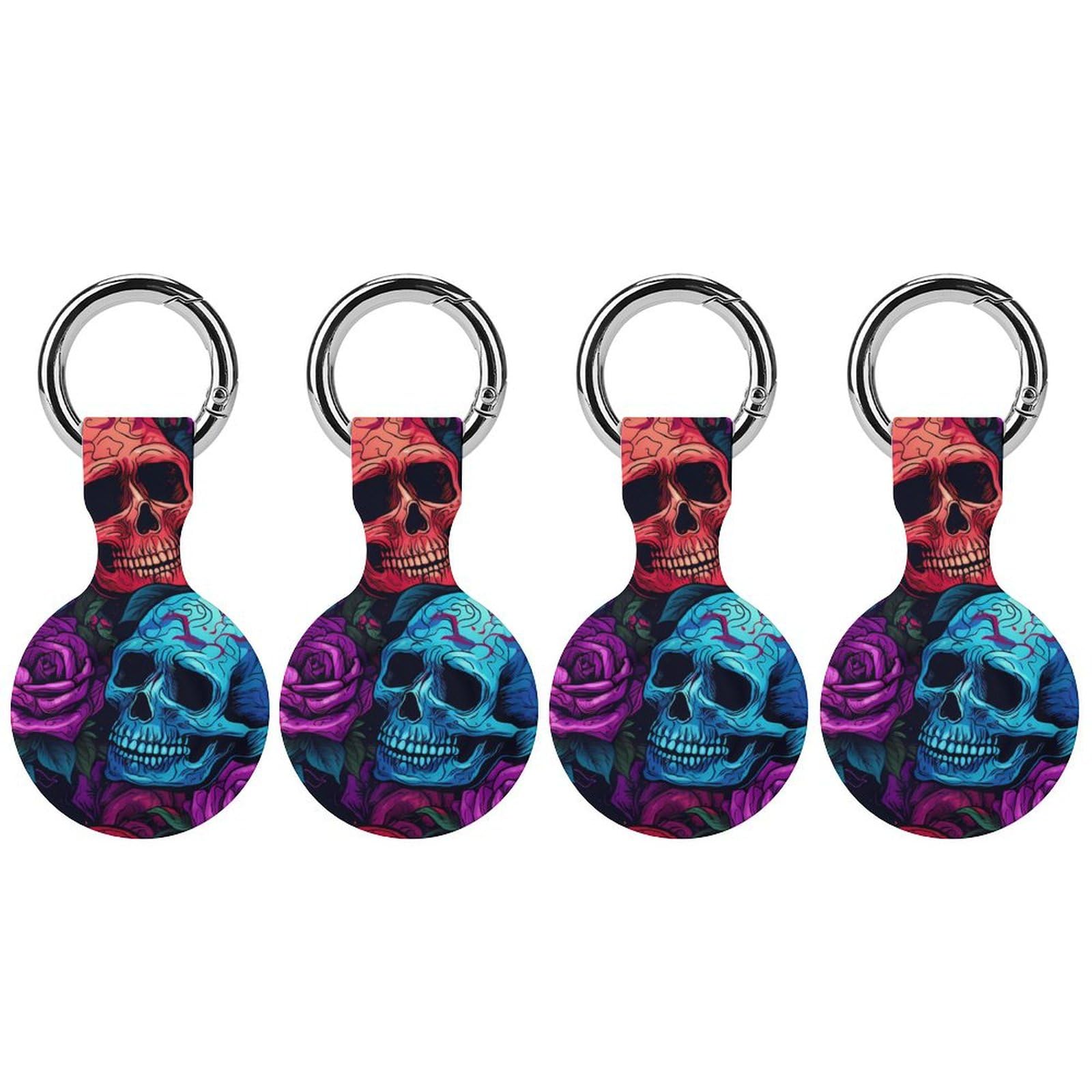 Funda compatible con Airtag a prueba de golpes llavero protector calaveras pack de 4 8
