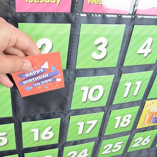 Miniatura 4 de Eamay - Calendario mensual de bolsillo con 71 tarjetas para niños de aprendizaje para el hogar, color azul