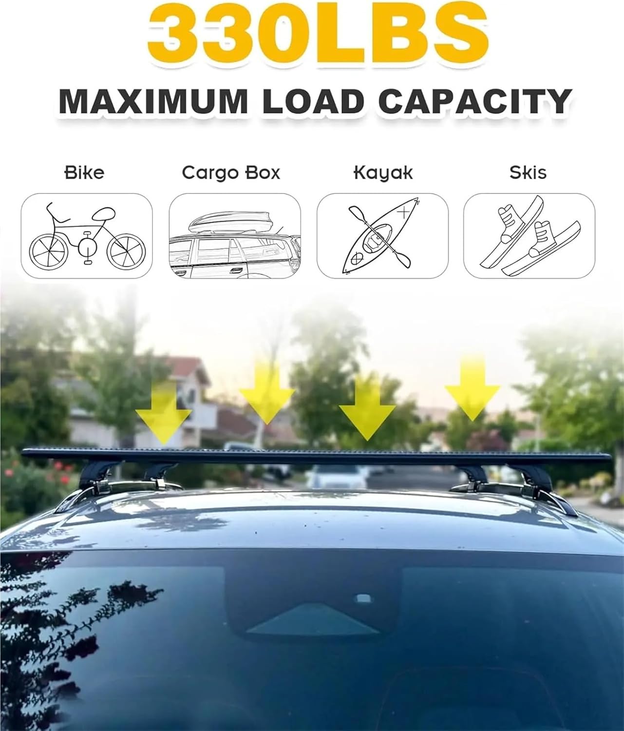 Compatible Lockable Cross Bars for Select SUV Models, 330 LBS Capacity Roof Rack Cargo Carrier