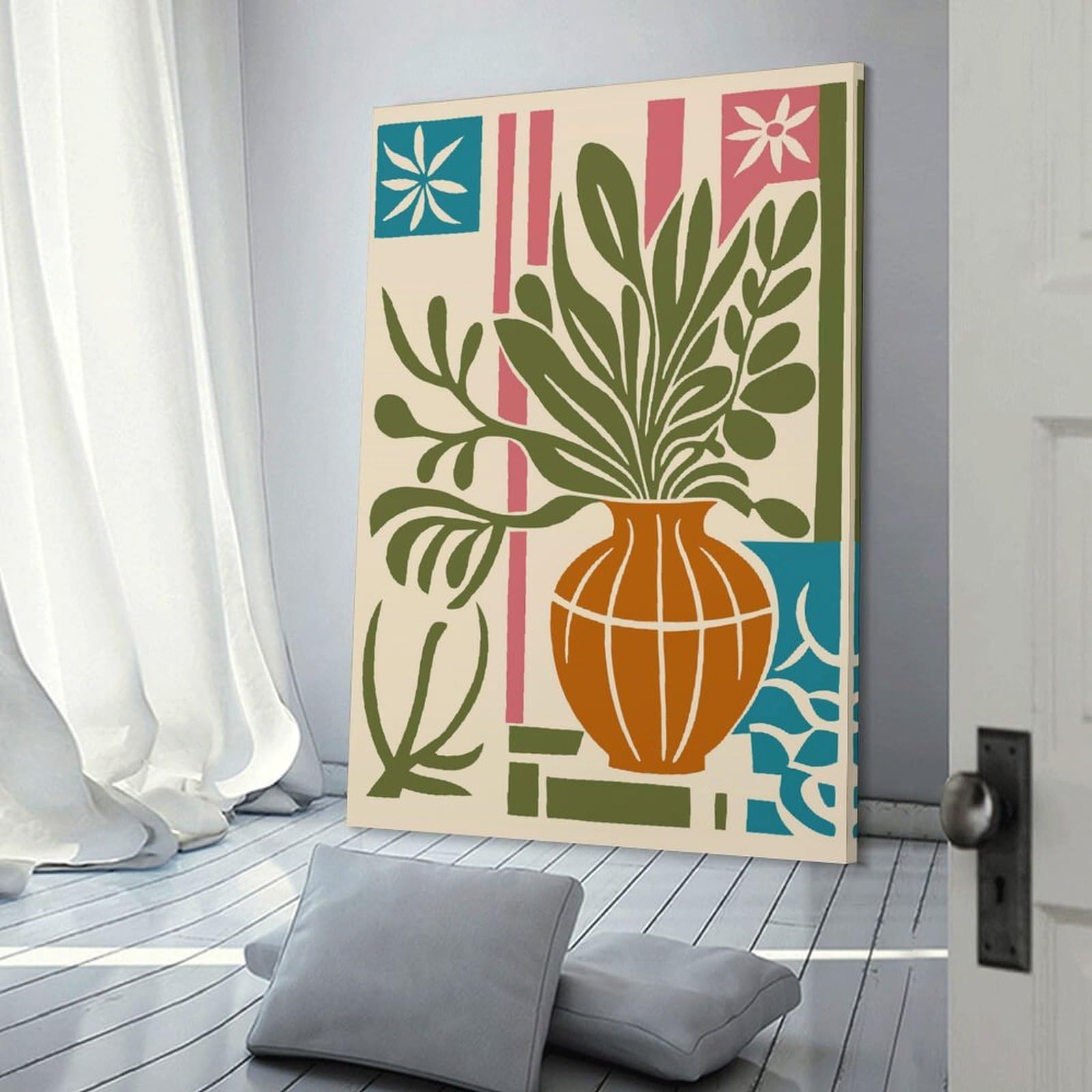 Junmoney Vase with Flowers Wall Picture Print 24x36inch(60x90cm), for Picture Wall Styling in Lounge Or Bedroom, Ideal for Building A Coordinated Art Wall