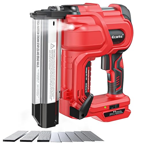 Ecarke Cordless 2 Inch Brad Nailer Compatible with Milwaukee 18V Battery(No Battery),2 In 1 Electric Nail Gun,18GA Staple Gun with 1000 Nails, Battery Powered Nail Gun for Trim Wood Crafting Home DIY