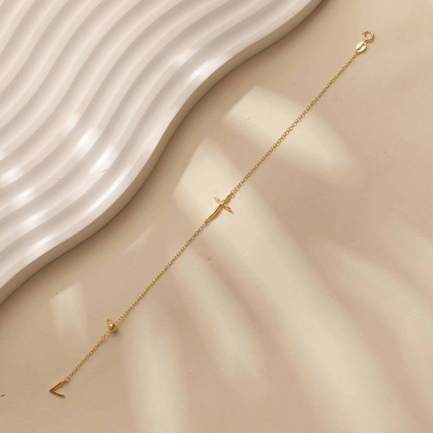 LOVECOM 14K Gold Plated Cross Bracelets for Women Mother Daughter 925 Sterling Silver Diamond Cubic Zirconia Link Chain Bracelet Stack Friendship Charm Bracelet Christian Jewelry Birthday Gifts - Image 5