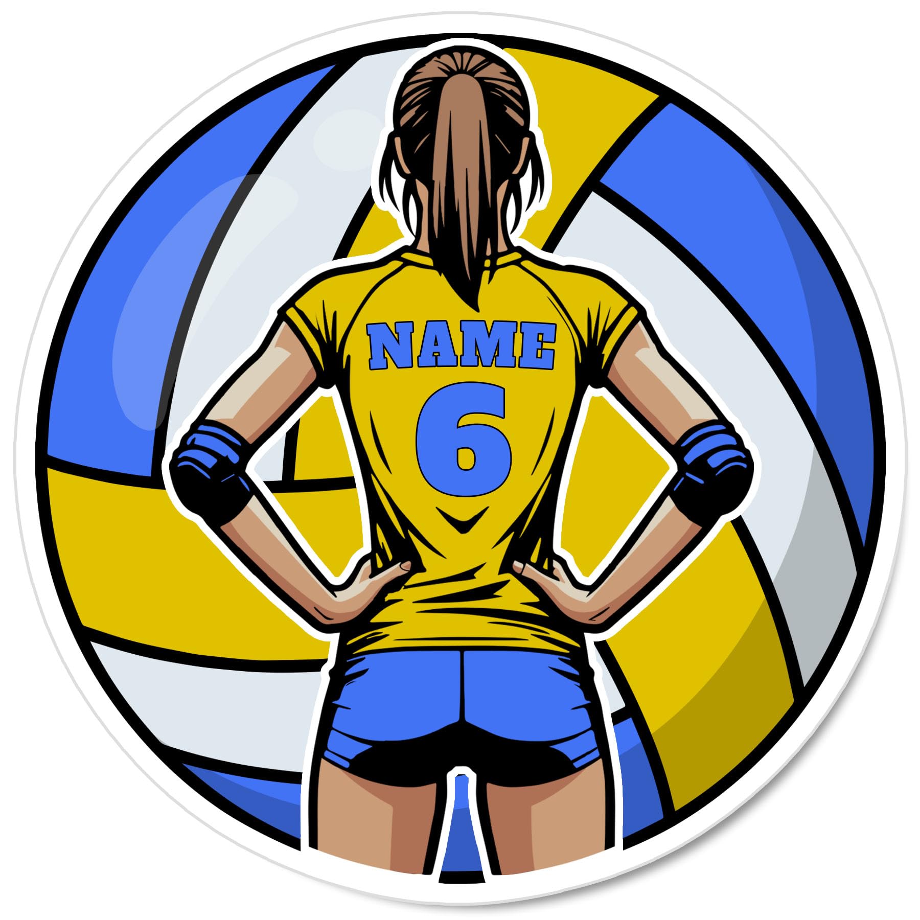 Custom Volleyball Name Sticker Personalized Name Number Player Stickers Sport Team Waterproof Vinyl Sticker for Laptop, Water Bottles, Phone Decor