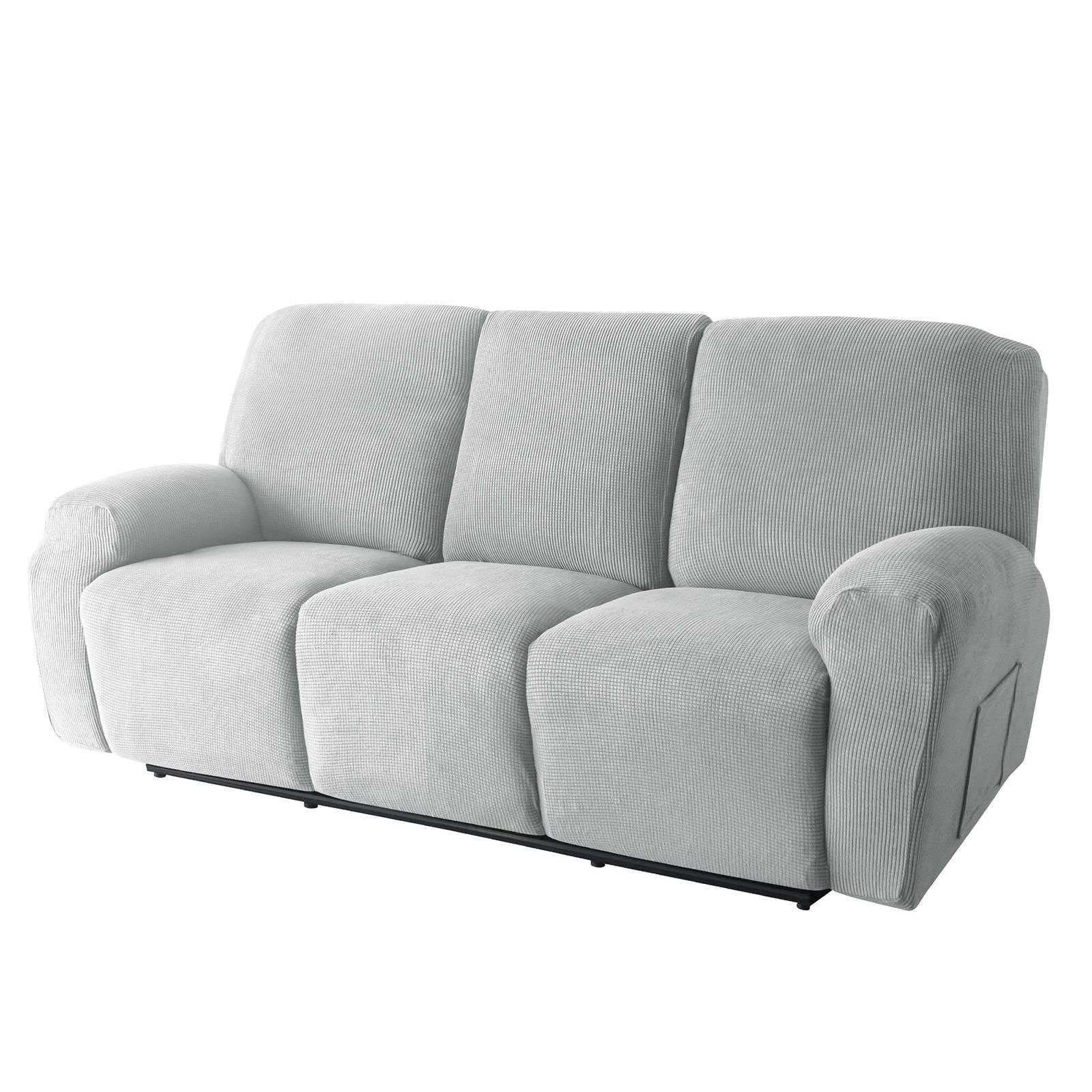 Wjhdwyd Grigio Chiaro Elastic 4-Piece Relax Reclining Armchair Cover For 1 Seater, Soft Jacquard Fabric Electric Reclining Relax Armchair Cover With Pockets Armchair Cover For Pets Children(,3 Posti)